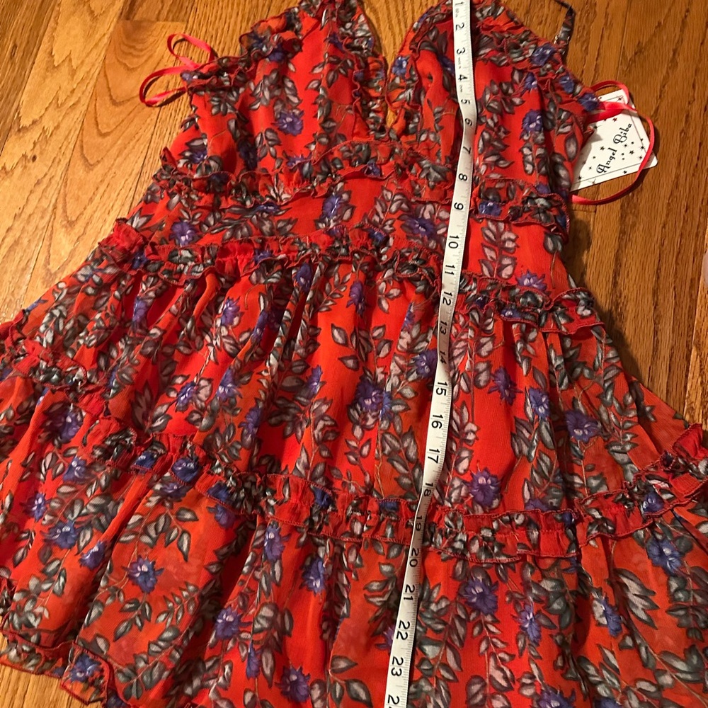 Hello Molly Red Floral Ruffle Mini Dress - Picture 7 of 8